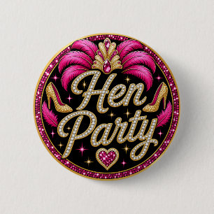 Glam Pink Gold Showgirl Hen Party Las Vegas 6 Cm Round Badge