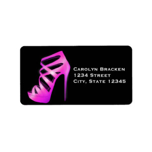 Glam Pink High Heels Black Return Address Label