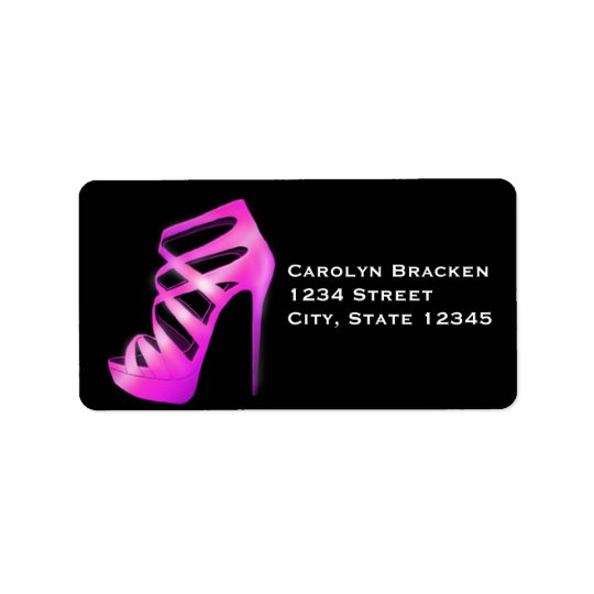 Glam Pink High Heels Black Return Address Label