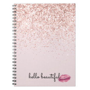 Glam Pink Kiss Lips Blush Glitter         Notebook