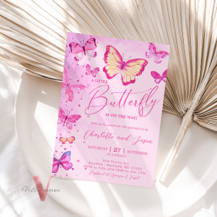 Glam Pink Little Butterfly Baby Shower Invitation
