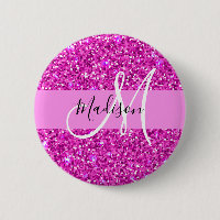 Glam Pink & Magenta Glitter Sparkle Monogram Name