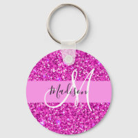 Glam Pink & Magenta Glitter Sparkle Monogram Name
