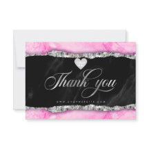 Glam Pink Marble Edge Business Thank You Card 