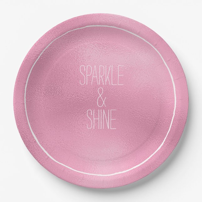 Glam Pink Ombre Paper Plate (Front)