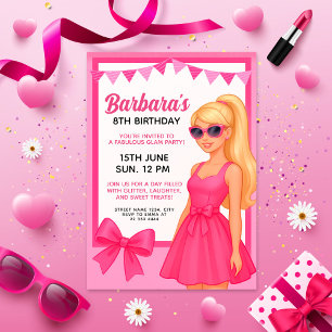 Glam Pink Party Girl Design Stylish Birthday Invitation