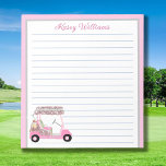 Glam Pink Personalised Golf Cart Name Lined   Notepad<br><div class="desc">A glamourous unique golf cart -- pink and a touch of diamonds -- tastefully done -- ready to run the course -- the notepad. This is a great gift for all golf lovers -- fun / attractive / unique. Personalise it with your/her name. If you have any design questions or...</div>