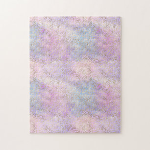 Glam Pink Purple Aqua Gold Leopard Print Jigsaw Puzzle