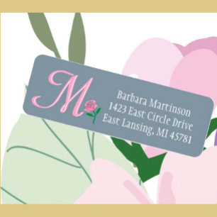 Glam Pink Rose Custom Colour Monogram  Label