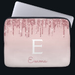 Glam Pink Rose Gold Glitter Drips Sparkle Monogram Laptop Sleeve<br><div class="desc">Blush Pink - Rose Gold Faux Dripping Glitter and Sparkle Elegant Monogram Laptop Computer Case. This monogrammed case can be customised to include your initial and first name.</div>