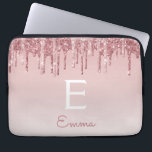 Glam Pink Rose Gold Glitter Drips Sparkle Monogram Laptop Sleeve<br><div class="desc">Blush Pink - Rose Gold Faux Dripping Glitter and Sparkle Elegant Monogram Laptop Computer Case. This monogrammed case can be customised to include your initial and first name.</div>