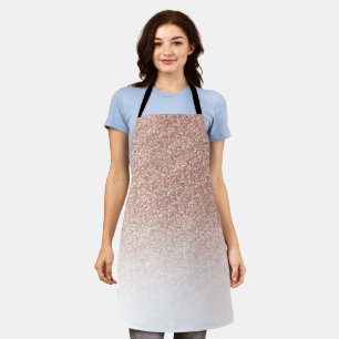 Glam Pink Rose Gold Glitter Ombre Modern Apron