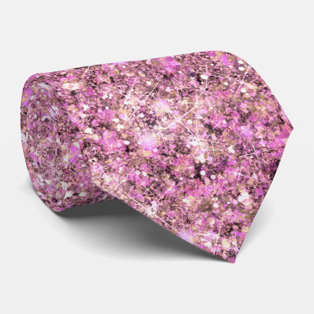 Glam Pink Sand Mermaid Glitter Neutral Magenta Tie (Rolled)