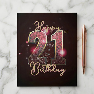 Glam Pink Snakeskin Gold Sparkle 21st Birthday Postcard