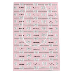 Glam Pink Tiffany Theme Bougie Happy Birthday Medium Gift Bag