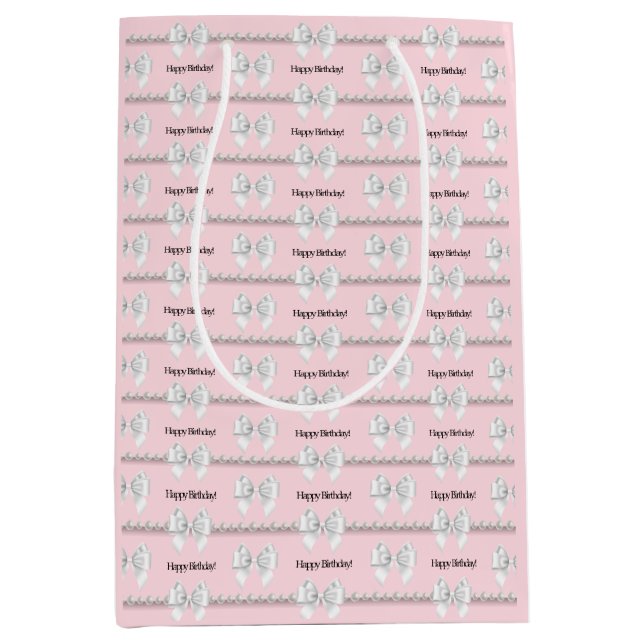 Glam Pink Tiffany Theme Bougie Happy Birthday Medium Gift Bag (Front)