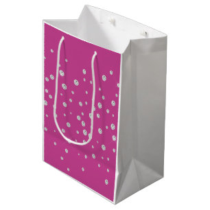 Glam Pink White Diamonds Bridal Shower Medium Gift Bag