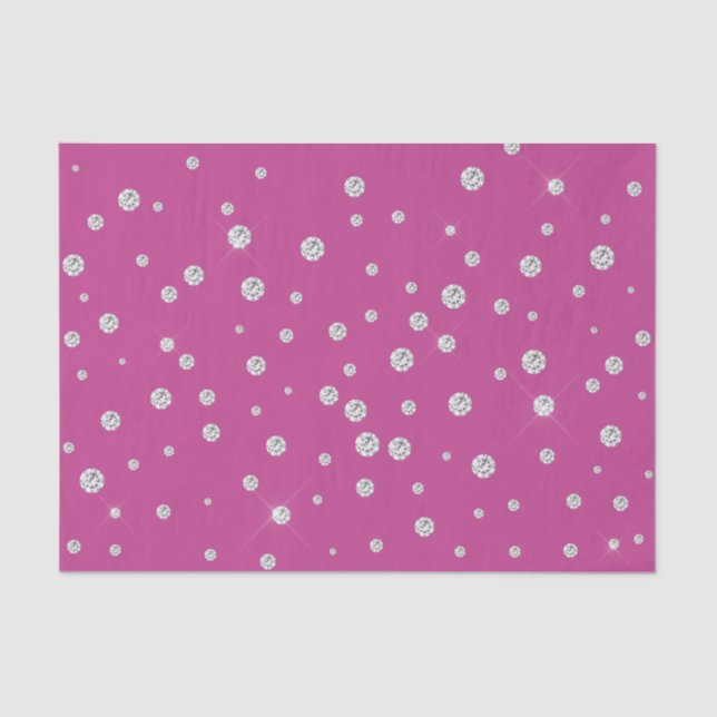 Glam Pink White Diamonds Bridal Shower Tissue Paper (Front)