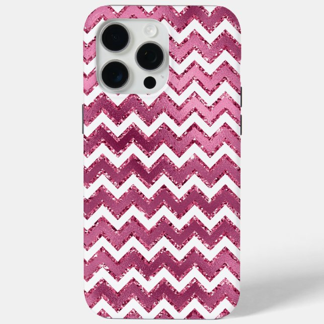 Glam Pink White Zigzag Stripes Case-Mate iPhone Case (Back)