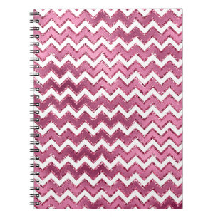 Glam Pink White Zigzag Stripes Notebook