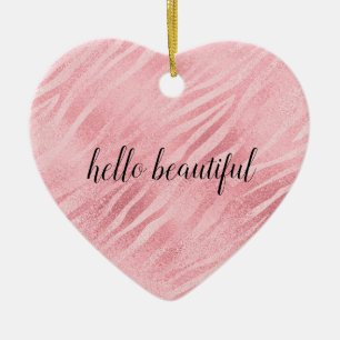 Glam Pink Zebra Print Ceramic Tree Decoration