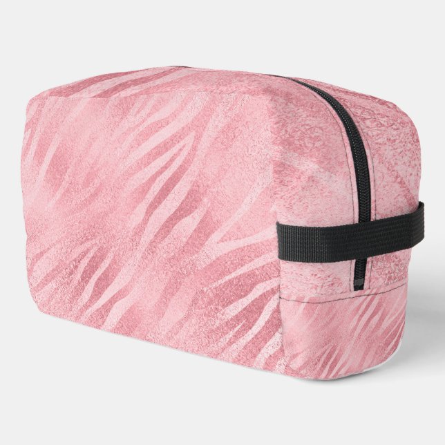 Glam Pink Zebra Print Dopp Kit (Left Corner)