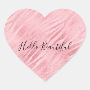 Glam Pink Zebra Print Heart Sticker