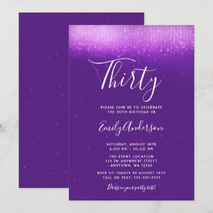 Glam Purple 30th Birthday Invitation
