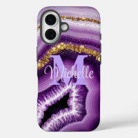 Glam Purple Agate Geode iPhone 16 Tough Case