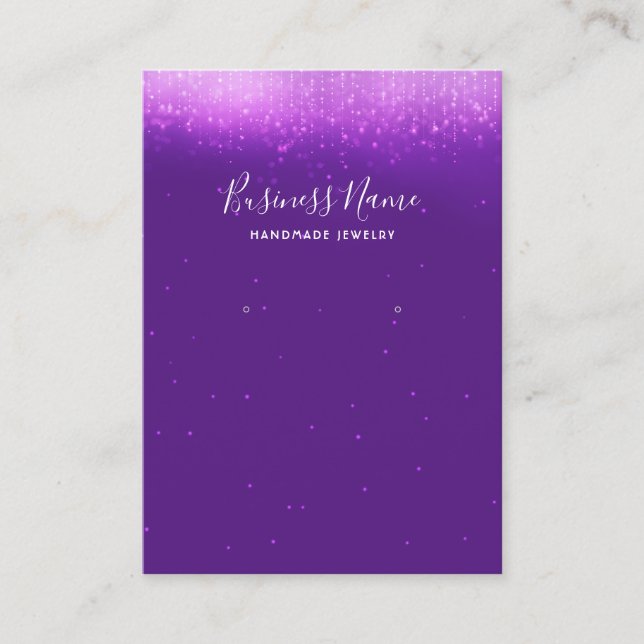 Glam Purple Earring Jewellery Display Business Card (Front)