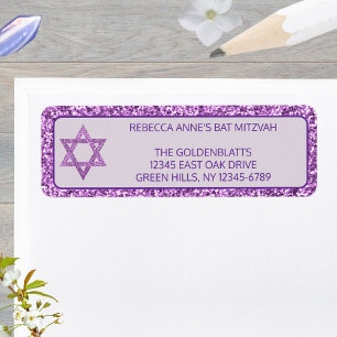 Glam Purple Elegant Star Of David Bat Mitzvah
