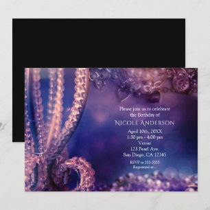 Glam Purple Glow Chic Glamour Pearls Invitation