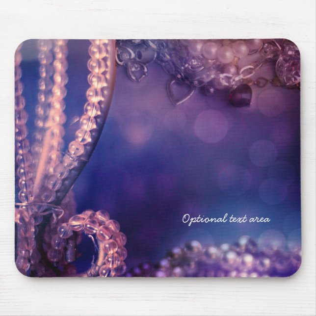 Glam Purple Glow Chic Glamour Pearls Personalised Mouse Mat (Front)
