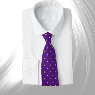 Glam Purple Gold Polka Dots Tie