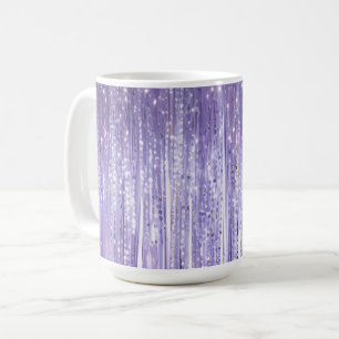 Glam Purple Lavender Tinsel Stripes Christmas Coffee Mug
