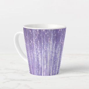 Glam Purple Lavender Tinsel Stripes Christmas Latte Mug