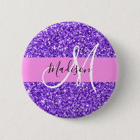 Glam Purple & Pink Glitter Sparkle Monogram Name