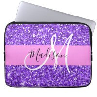 Glam Purple & Pink Glitter Sparkle Monogram Name