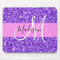 Glam Purple & Pink Glitter Sparkle Monogram Name