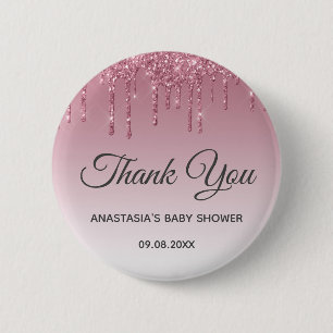 Glam Purple Pink Rose Gold Thank You Baby Shower 6 Cm Round Badge