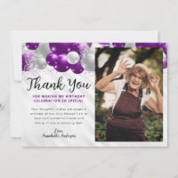 Glam Purple Silver Balloon Glitter Photo Birthday