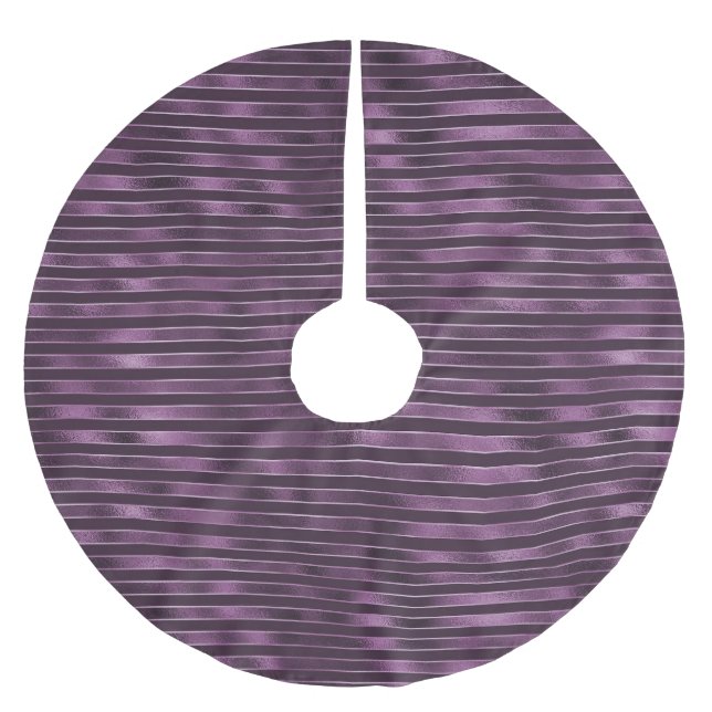 Glam Purple Stripes Brushed Polyester Tree Skirt (Front)