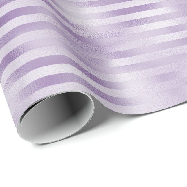 Glam Purple Stripes Wrapping Paper (Roll Corner)
