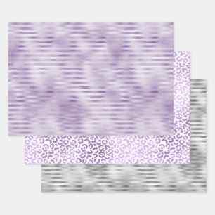 Glam Purple Stripes Wrapping Paper Sheet