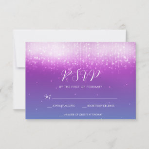 Glam Purple Teal Bat Mitzvah RSVP Card