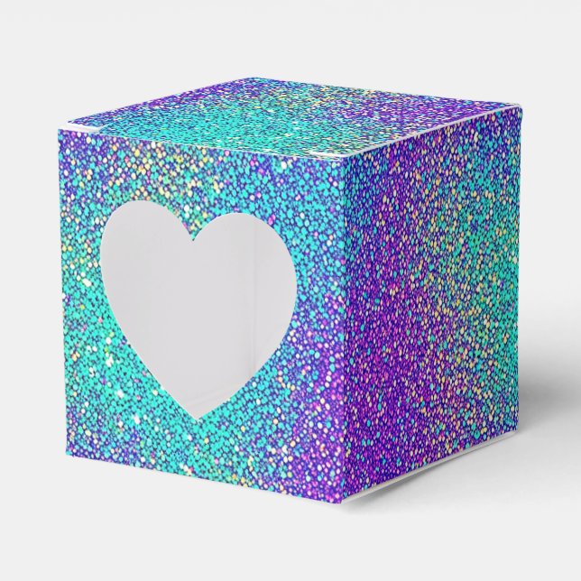 Glam Purple Turquoise Sparkling Glittery Gradient Favour Box (Front Side)