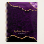 Glam Purple Velvet Agate Geode Gold Script Planner<br><div class="desc">Glam Purple Velvet Agate Geode Gold Script Planner</div>