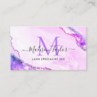 Glam Purple Violet Glitter Marble Agate Monogram