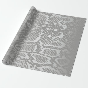 Glam Python Snake Safari Skin Silver Gray Wrapping Paper