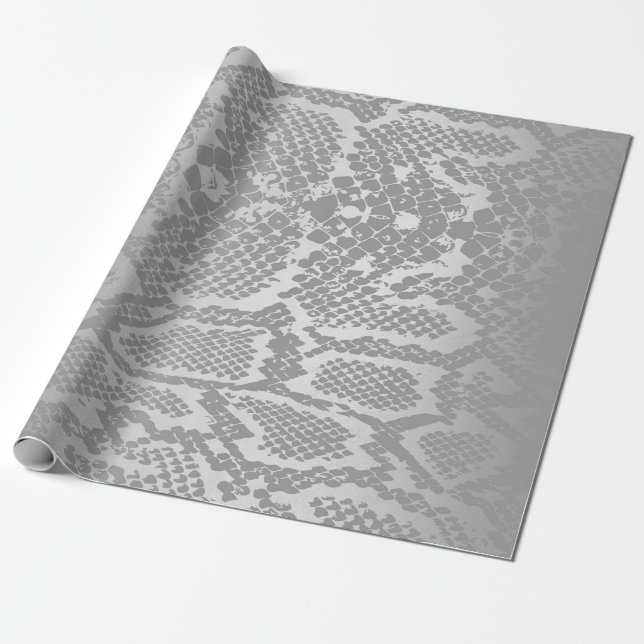 Glam Python Snake Safari Skin Silver Gray Wrapping Paper (Unrolled)